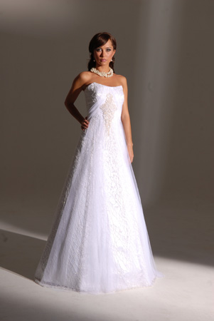 Orifashion HandmadeModest Style Strapless A-Line Bridal Gown_SW0